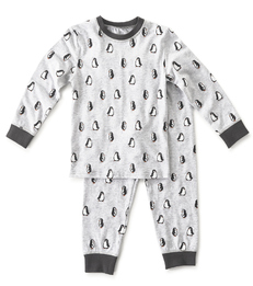 pyjama jongens grijs pinguin print Little Label
