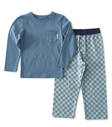 jongens pyjama-set blauw ruitjes Little Label