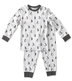 baby pyjama jongens grijs melee met pinguin print Little Label